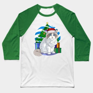 Ragdoll Cat Santa Christmas Gift Baseball T-Shirt